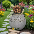 Garden Snail Resin Ornament with Brown Shell and Yellow Flowersfor Outdoor Pathway Decor Charming Lawn Welcome Sign