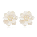 Fresh Flowers Resin Stud Earrings Temperament Pearl Earrings Super Fairy White Camellia Earrings Gifts for Women