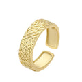 925 Silver Gold Plated Women's Trendy Wedding Engagement Anniversary Ring with Wrinkle Texture and Irregular Line Cross Design