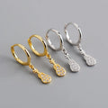 Creative Sterling Silver S925 Platinum & Gold Plated Earring Diamond Zircon Guitar Shaped Silver Huggie Earrings