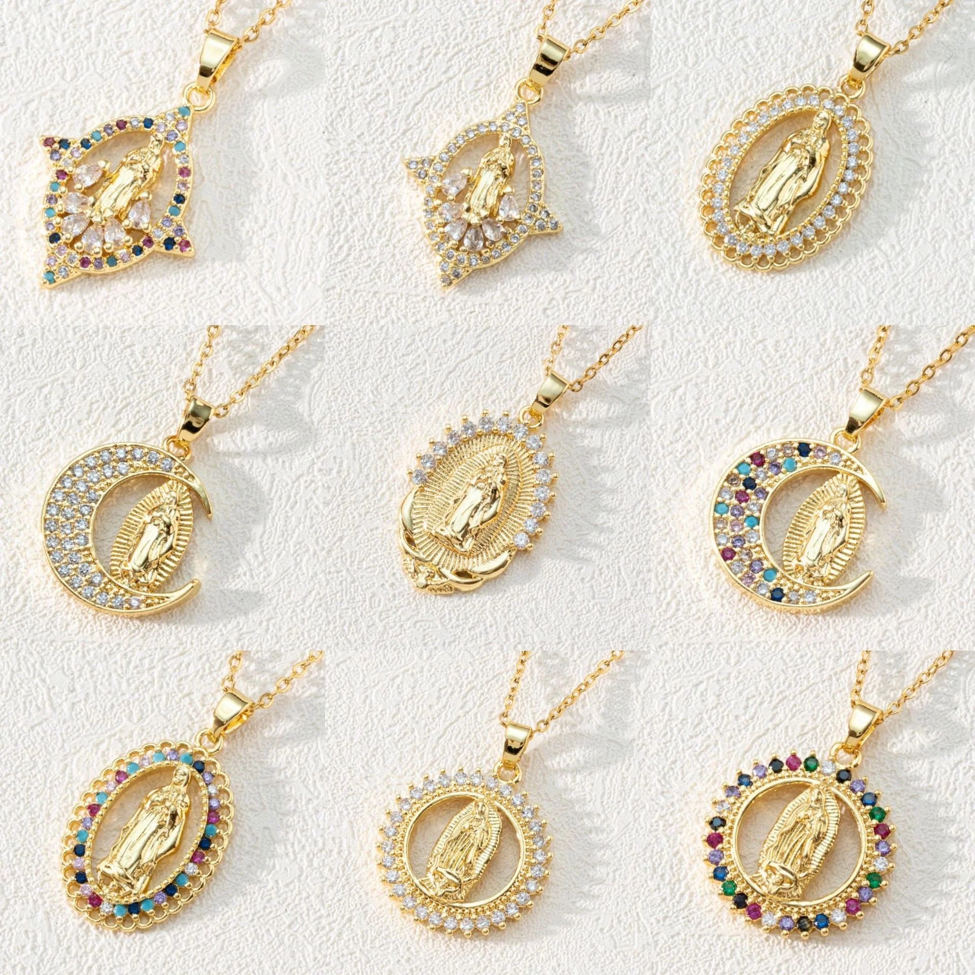 24K Gold Plated Iced Jewelry Jesus Religious Virgin Mary Pendant for Making