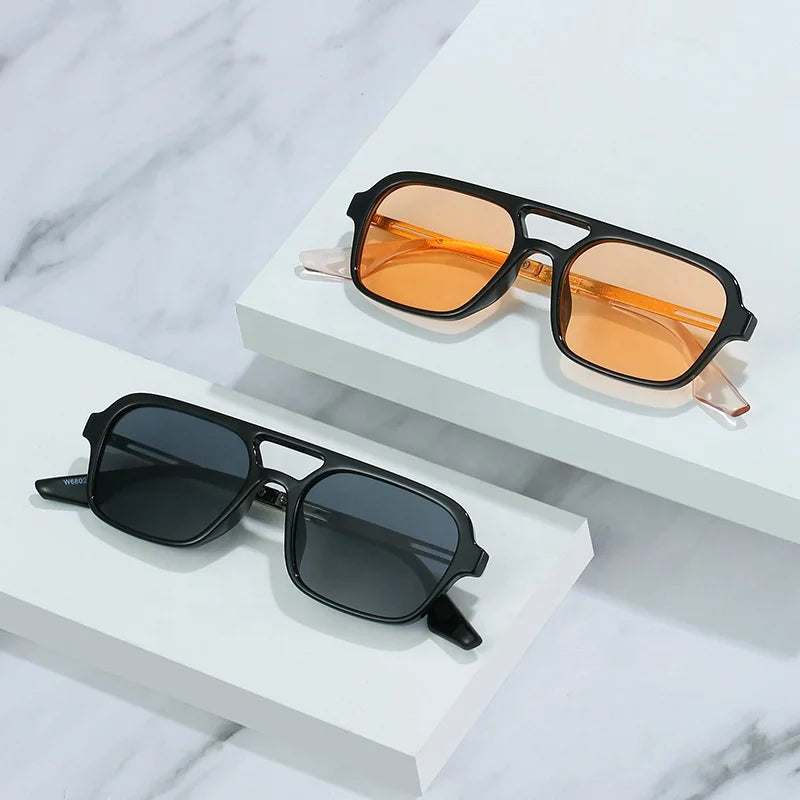 Ins Style Colorful Frame Shades Hollow Out Metal Legs Sun Glasses Men Women Double Beam Beach Uv400 Lens Sunglasses