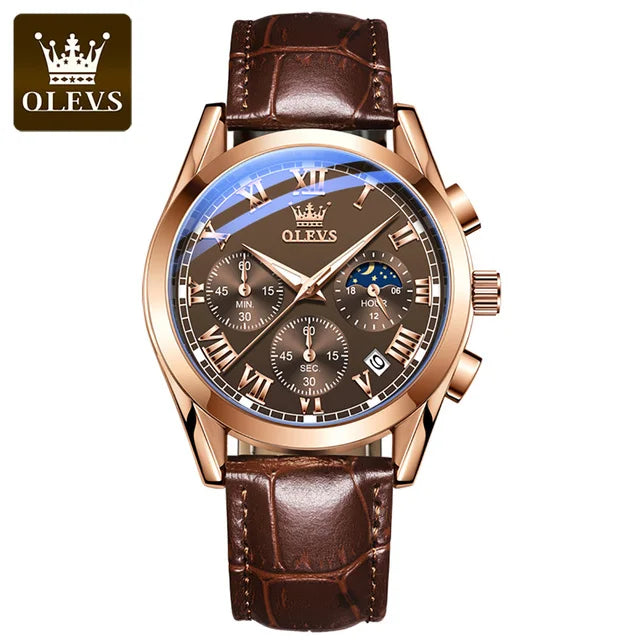 OLEVS 2871 New Mens Watch Casual Business Waterproof Quartz Watches Men Wrist Top New Luxury Leather Sport Clock Reloj Hombre