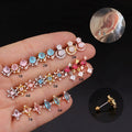 Fashion Piercing Earrings Stainless Steel Screw Stud Earrings Colorful Round Zircon Earrings for Women Girls
