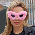 2025 Fashionable Ladies Anti Glare Uv400 Lens Shades Large Oculos Wholesale Retro Cat Eye Colorful Soft Fur Pc Sun Glasses