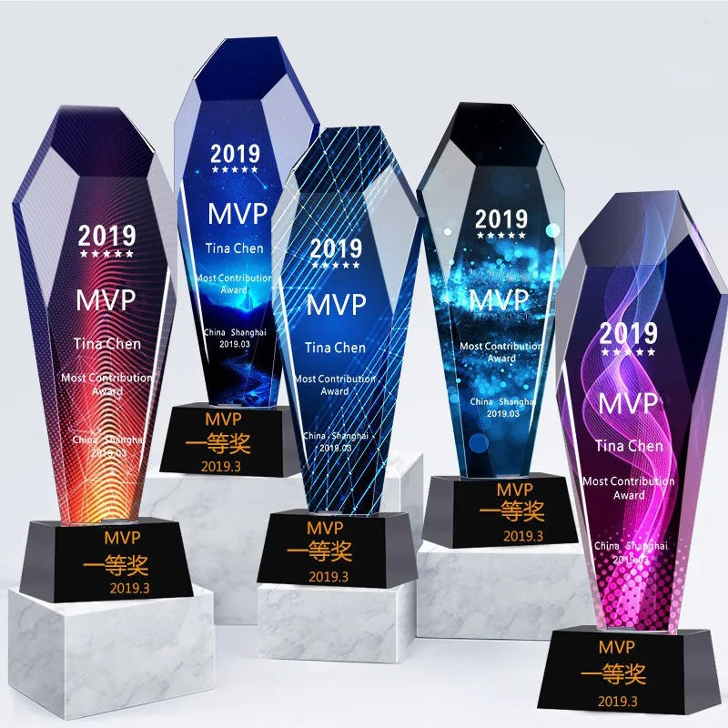 Guangzhou Wholesale K9 Blank Crystal Diamond Trophy Custom Crystal Awards Laser 3d logo Crystal Glass Award Trophy