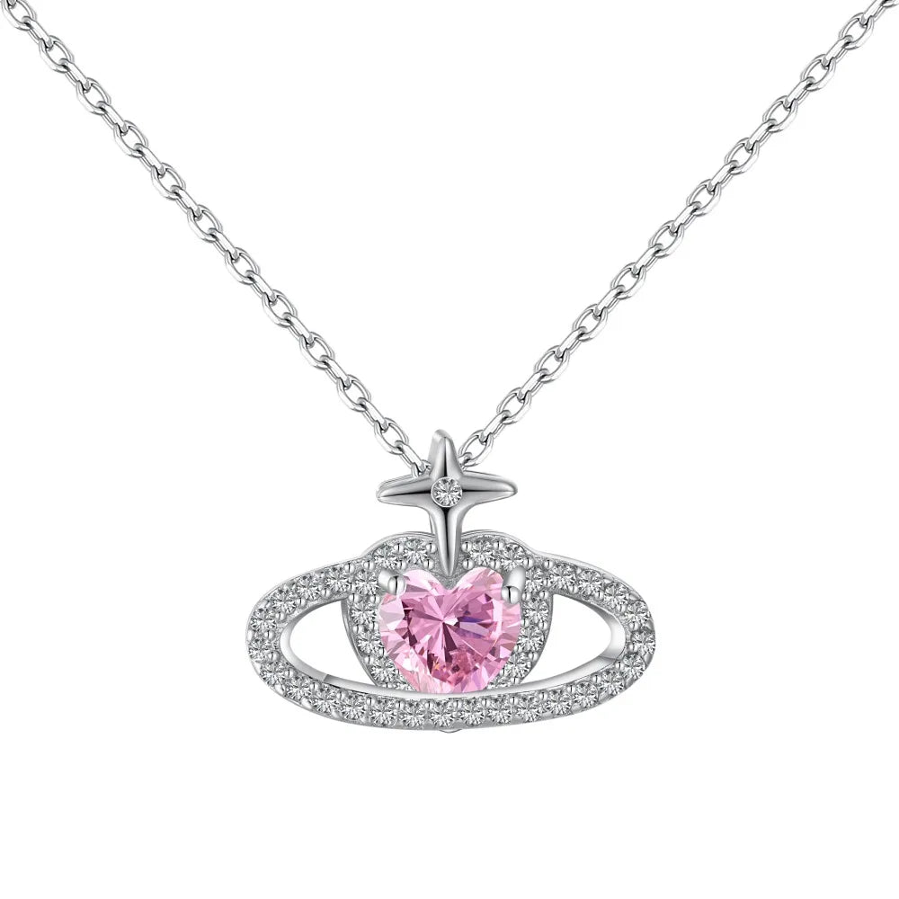 Dylam Fine Jewellery S925 Sterling Silver Chain Necklace Heart Charm Pendants for Women Necklaces Earrings Rings Jewelry Set