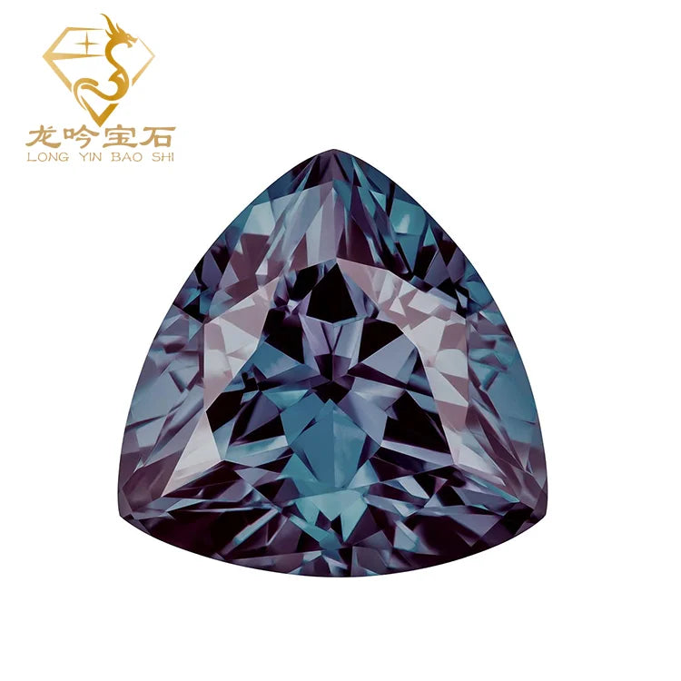 Bulk Rhinestones Wholesale Trillion Cut Alexandrite Lab Created Gemstone Colored 5A Cubic Zirconia