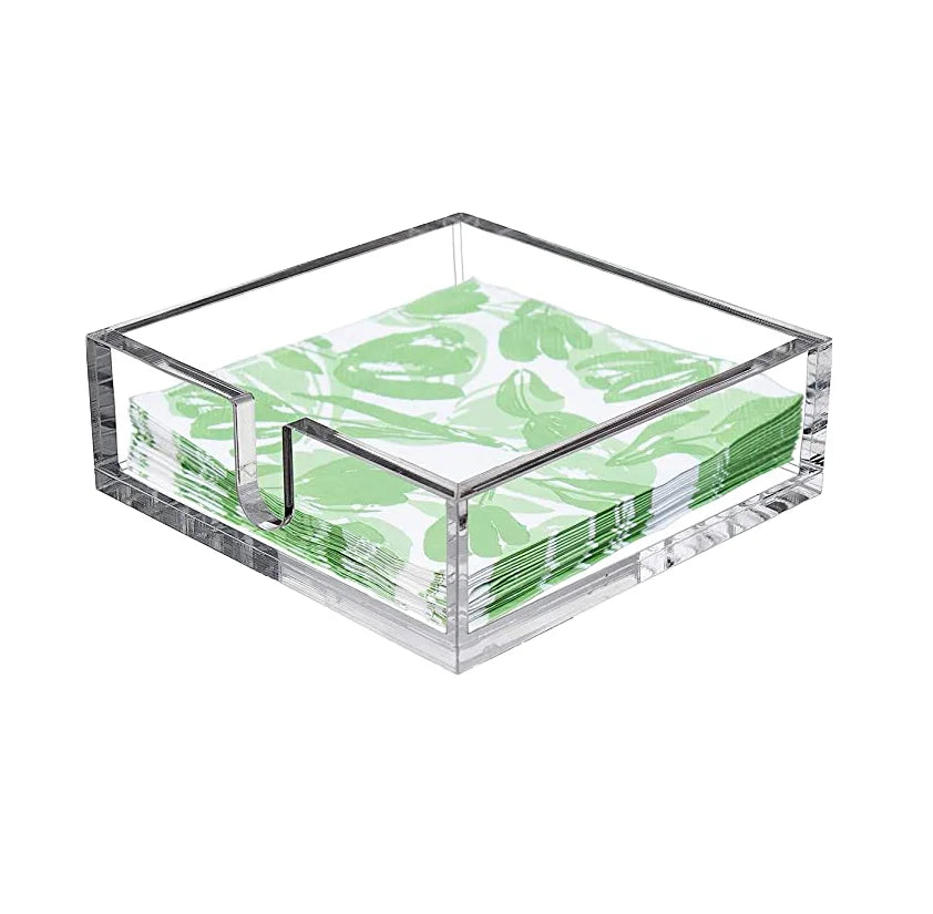 Customized Modern Acrylic Napkin Holder Transparent Cocktail Napkin Dispenser 4mm Thickness Ornamental Tissue Holder Jinda