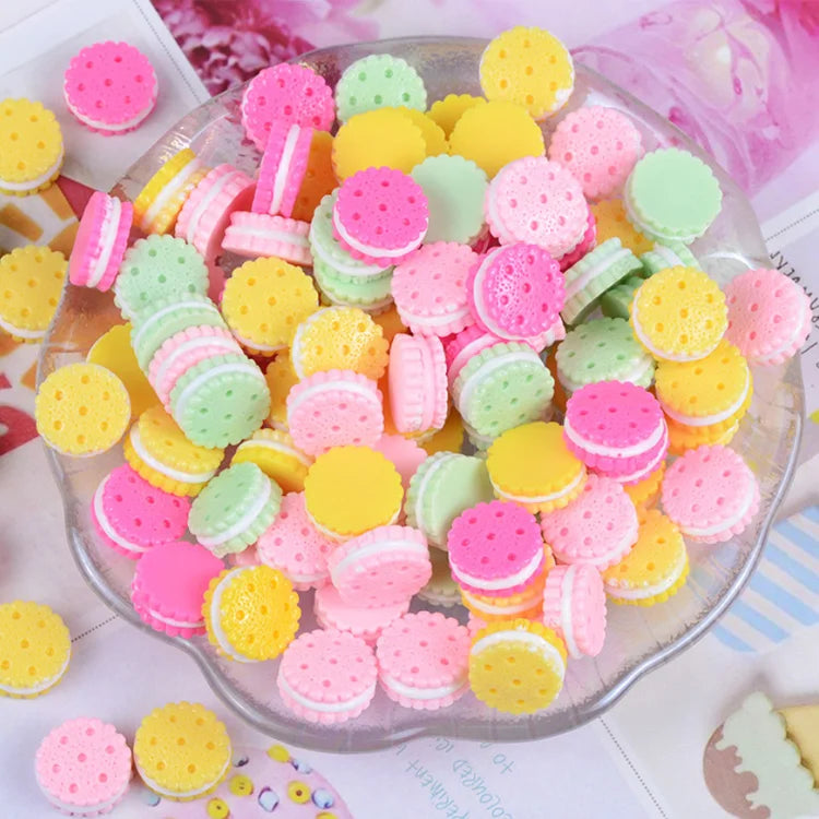 Miniature Resin Cream Biscuit Flat Back Cabochons Simulation Fake Food Scrapbooking DIY Embellishment Decoration Crafts