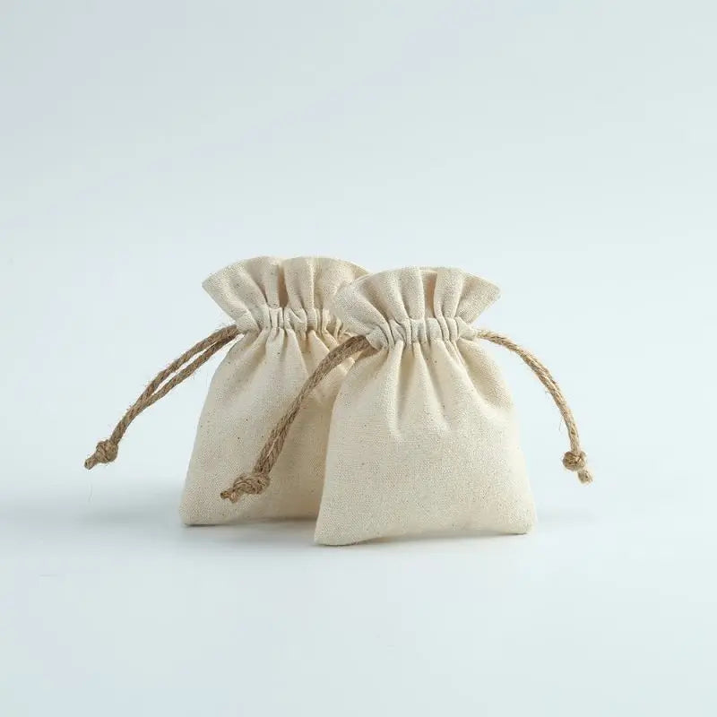 Ruffle Top Natural Cotton Trinkets Pouches Drawstring Calico Mini Christmas Gift Promotion Bags