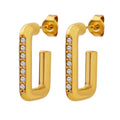 S.Steel New Design 18K Gold Bling Bling Crystal U Hoop Earrings Titanium Stainless Steel Zircon Semi Square Earring for Ladies
