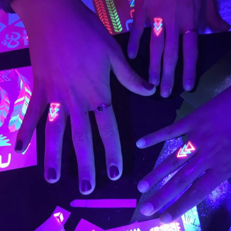 Custom Glow in the Dark Sexy Body Art Waterproof Neon UV Light Glow Luminous Fluorescent Neon Stickers Tatto/ Tatoo/ Tattoo