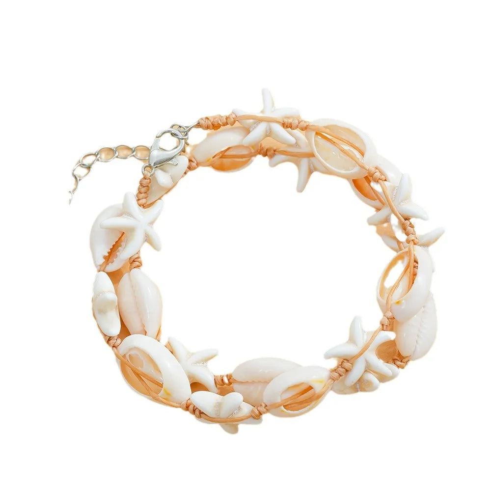 Simple Personalized Hawaiian Beach Style Starfish Shell Braided Necklace