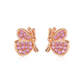 Exquisite and Cute Fine Jewelry S925 Sterling Silver Charm Wing Rose Gold butterfly Stud Earrings