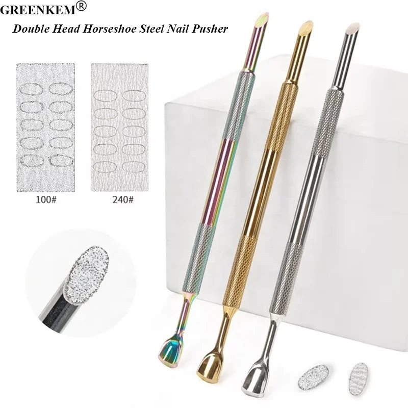 Russian Double Head Horseshoe Steel Push Large Stainless Steel to Remove Dead Skin Tool Nail Steel Push