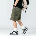 New Summer Men's Sports Five-Point Casual Pants Ribbon Design Mid Waist Drawstring Cargo Shorts 100% Cotton Korean Road Japanese