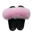 IRWOODS Women's Fox Fur Light Weight Superior Mules Spring Autumn Summer Winter Indoor Outdoor Plush Fluffy Anti-Slippery
