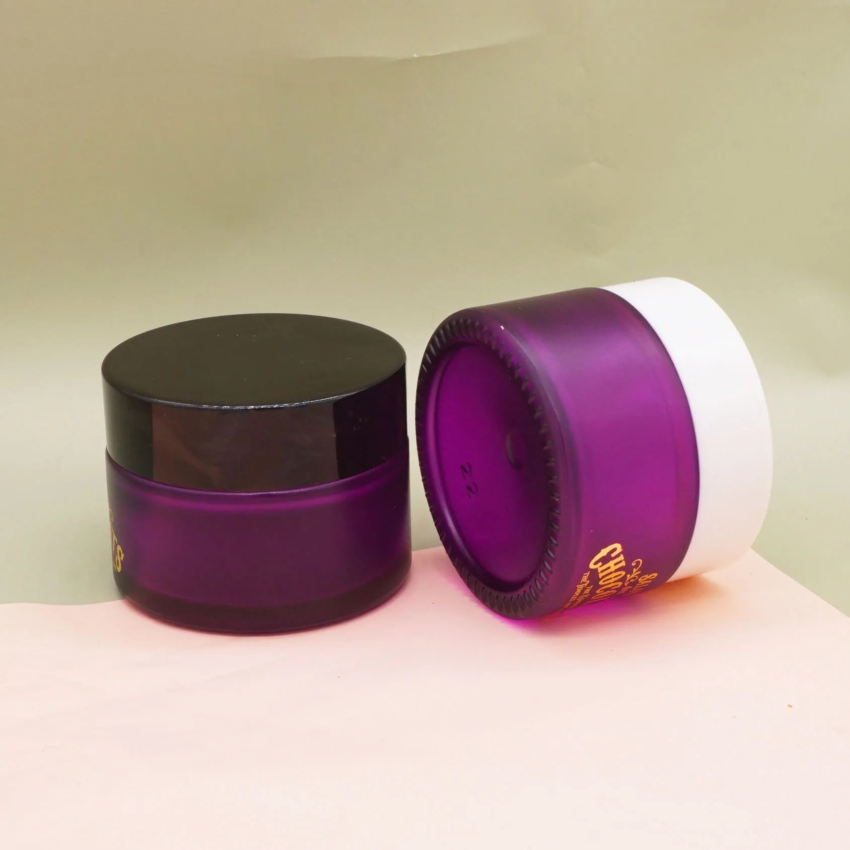 1oz Frosted Purple Cosmetic Jar Face Cream with Gold Cover