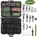 YOUME 300-420pcs/Box Durable Lightweight Plastic Black Carp Fishing Tackle Kit with Storage Case for Swivels Hooks and Lures