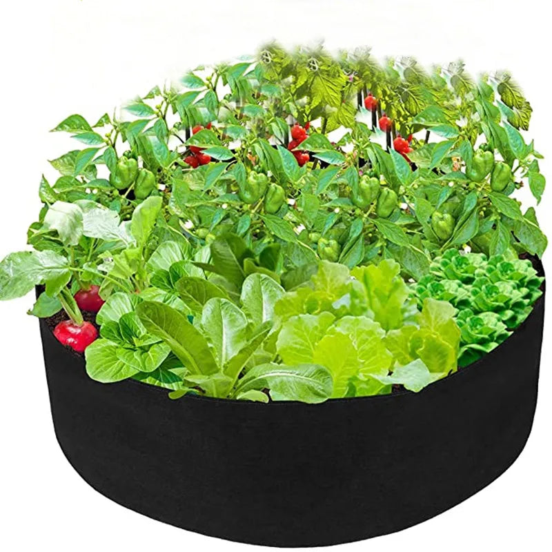 50 Gallon Black Large Round Breathable Felt Grow Bag  Garden Bed Fabric Planting Container for Flower Vegetable Plants