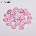JUNAO 20mm Sewing Rhinestones Flower Applique Clothes Round Crystals With Hole DIY Pink Acrylic Gemstones Bulk