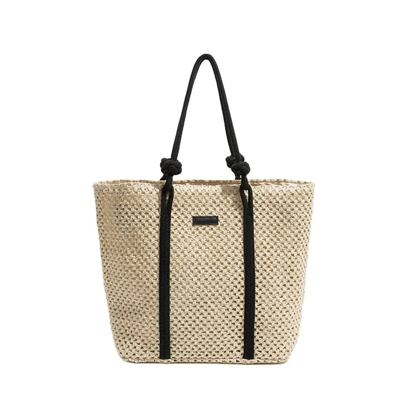 2026 Large Capacity Fashionable Women's Shoulder Bag Zip Closure Portable Straw Tote Bag for Summer Autumn Spring Beach Use Two