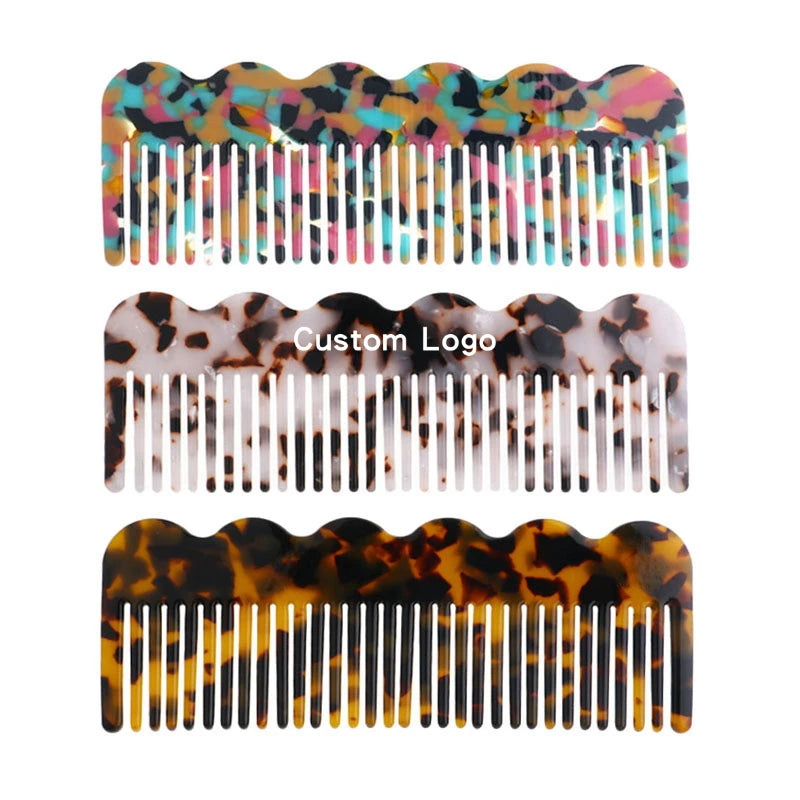 MiDairy 4mm  Design Sense Export Comb Hair Comb Acetic Acid Women's Simple Wave Edge Wide Tooth Combs with logo for Women