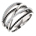 Huitan Fashion Crystal White&Black Rings for Woman Elegant Charm Zircon Two-Tone Women Ring Jewelry 2026