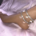 Fashion Gold Plated Chain Colorful Butterfly Pendant Anklet for Women