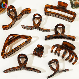 Qiyue Various Size Dark Leopard Hair Claw Clip Women Hair Accessory