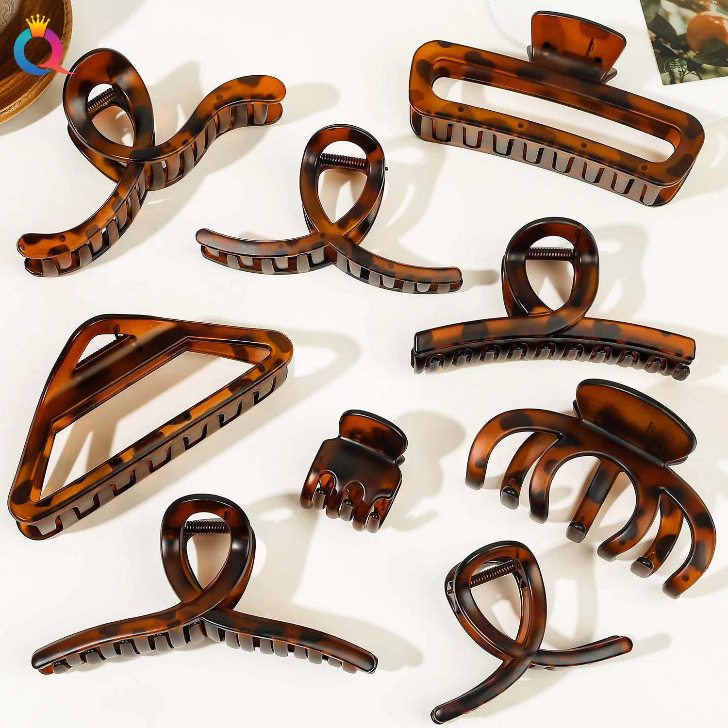 Qiyue Various Size Dark Leopard Hair Claw Clip Women Hair Accessory