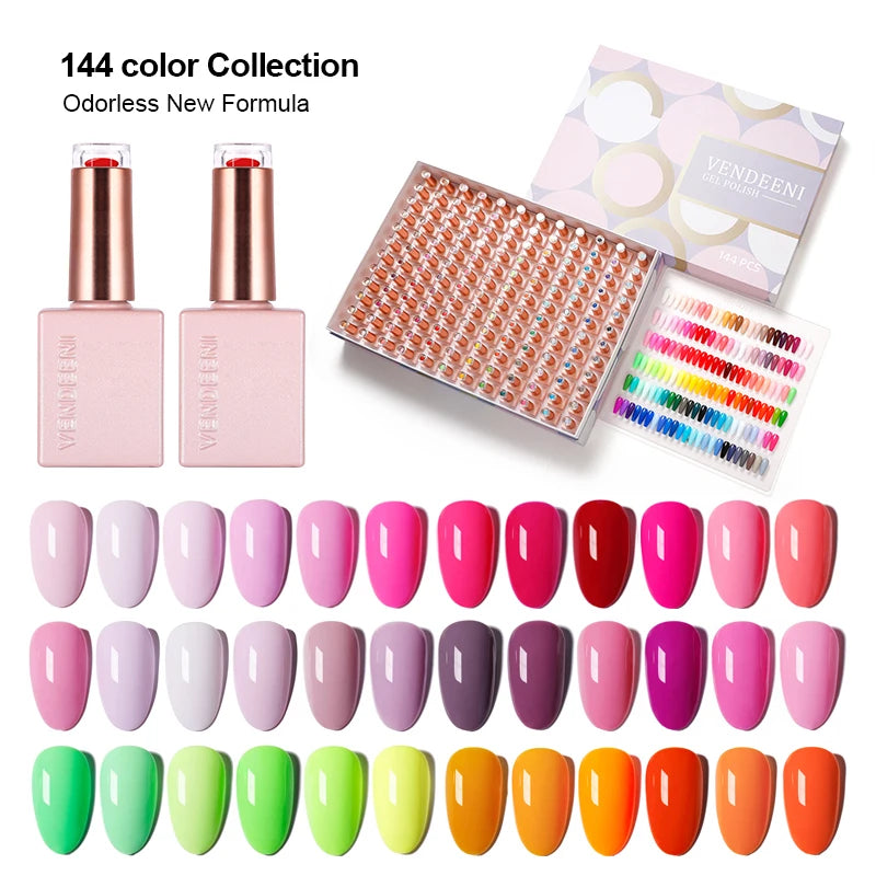 Vendeeni TPO HEMA Free Nails Polish 144Color Gel Polish Set 144pcs/kit Manicure Nail Art Salon and Color Card Gel Polish Set