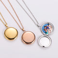 Stainless Steel Blank Sublimation Round Pendant Diy Family Photo Frame Locket Necklace