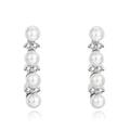 Fashion Fine 925 Sterling Silver Natural Pearl Long Tassel Stud Earrings