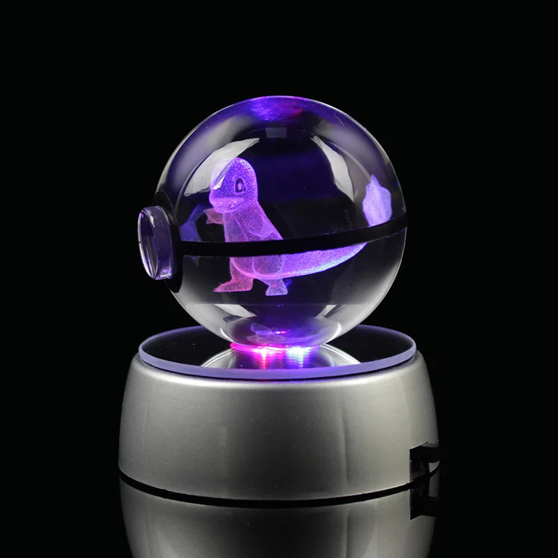 Wholesale High Quality Popular Custom logo 3D Laser Crystal Poke Ball With Light Base for Drop-shipping Kids Gifts