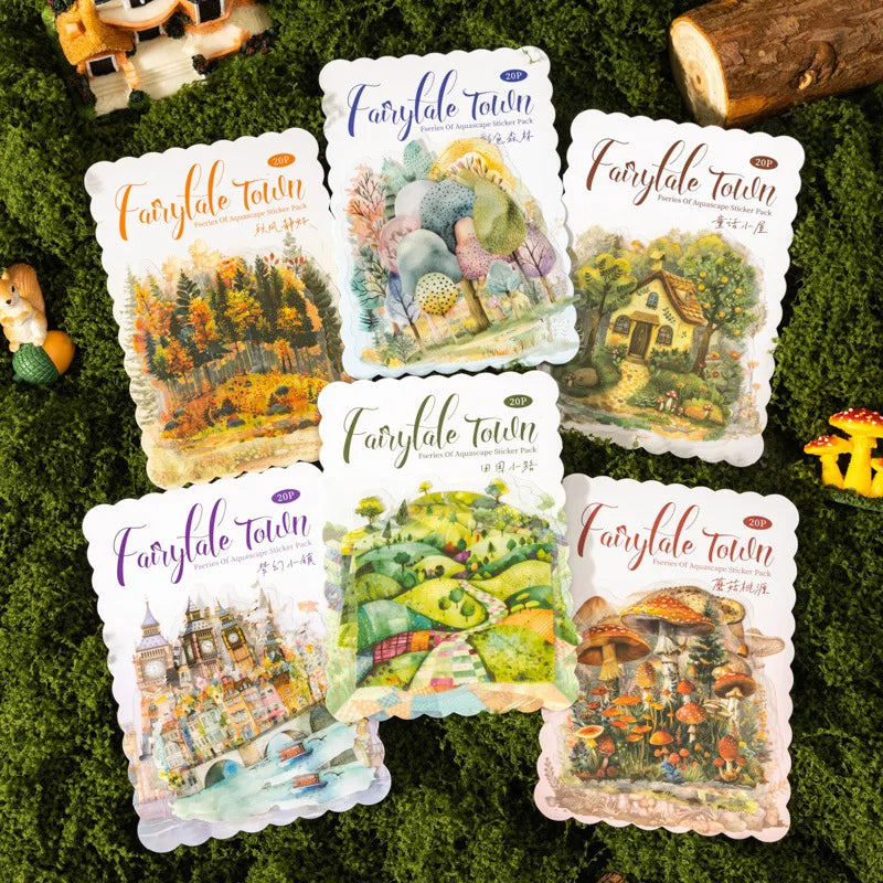 20 Sheets Per Pack Aquascape Sticker Pack Fairytale Town Series 6 Choices Forest Theme DIY Handbook