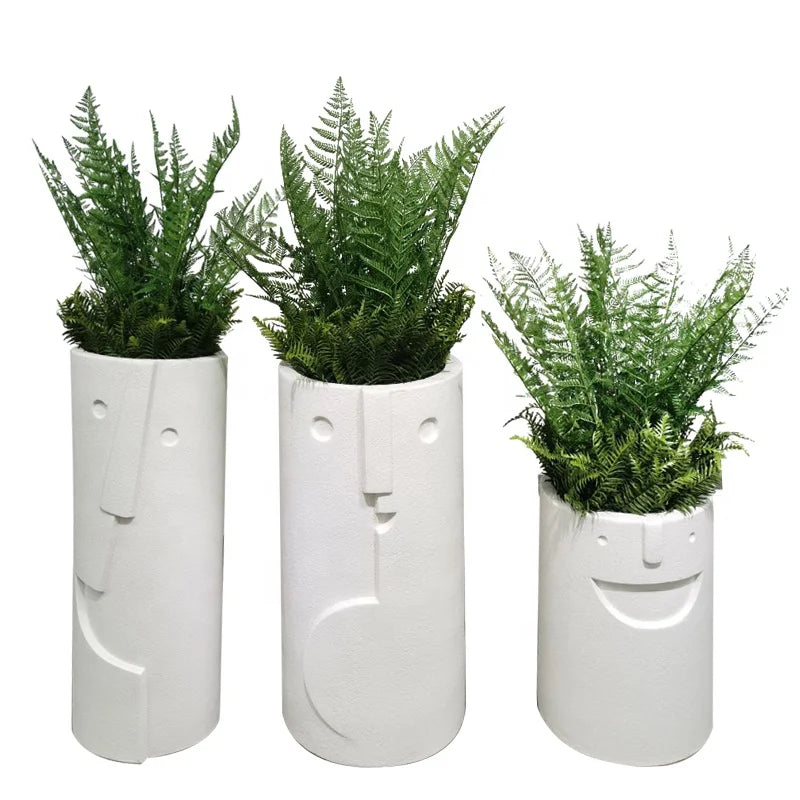 Creative FRP Flower Pot&Planter with Face Expression Fiberglass Planters for Landscaping and Decor Indoor Outdoor