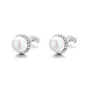Freshwater Pearl Stud Earrings in Sterling Silver 925 Sunflower Design Pearl Earrings for Women