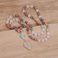 Hot Selling Boho Healing Yoga Rose Crystal Arrow Pendant Natural Multi Raw Quartz 108 Beads Mala Necklace for Weddings Gifts