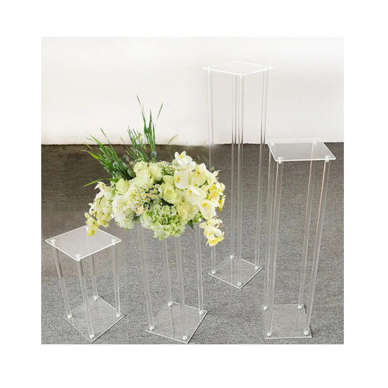 Crystal Decoration Acrylic 3-piece Set 4-piece Flower Stand Wedding Centerpieces Tabletop  Display Stand Stage Prop