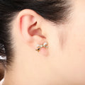 Korean Fashion Models' Cute Zirconia Bow Stud Earrings Gold-Plated Ladies' Alloy Diamond for Parties Factory Wholesale for Gifts