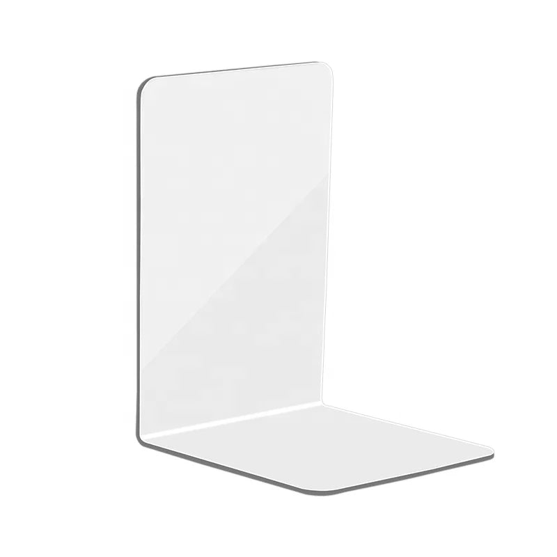 Desktop Clear Plastic L-shaped Bookshelf Storage Display Book Stand Bookend for Home Office Library Display Book