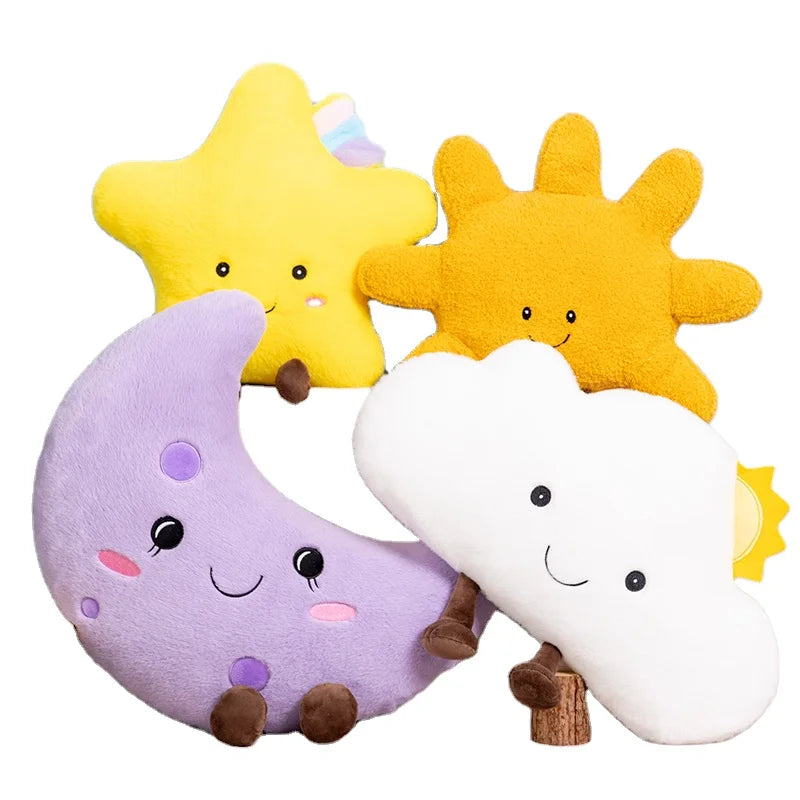 Amuseable Small Soft Sun Pillow Plush Toy Moon Cloud Star Plush Cushion Doll Pillow Soft Waist Cushion