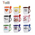 Topjlh 12oz Ceramic Coffee Mugs with Spoon Sublimation White for Beer & Tea Individual Foam Box for Mother's Day Gift