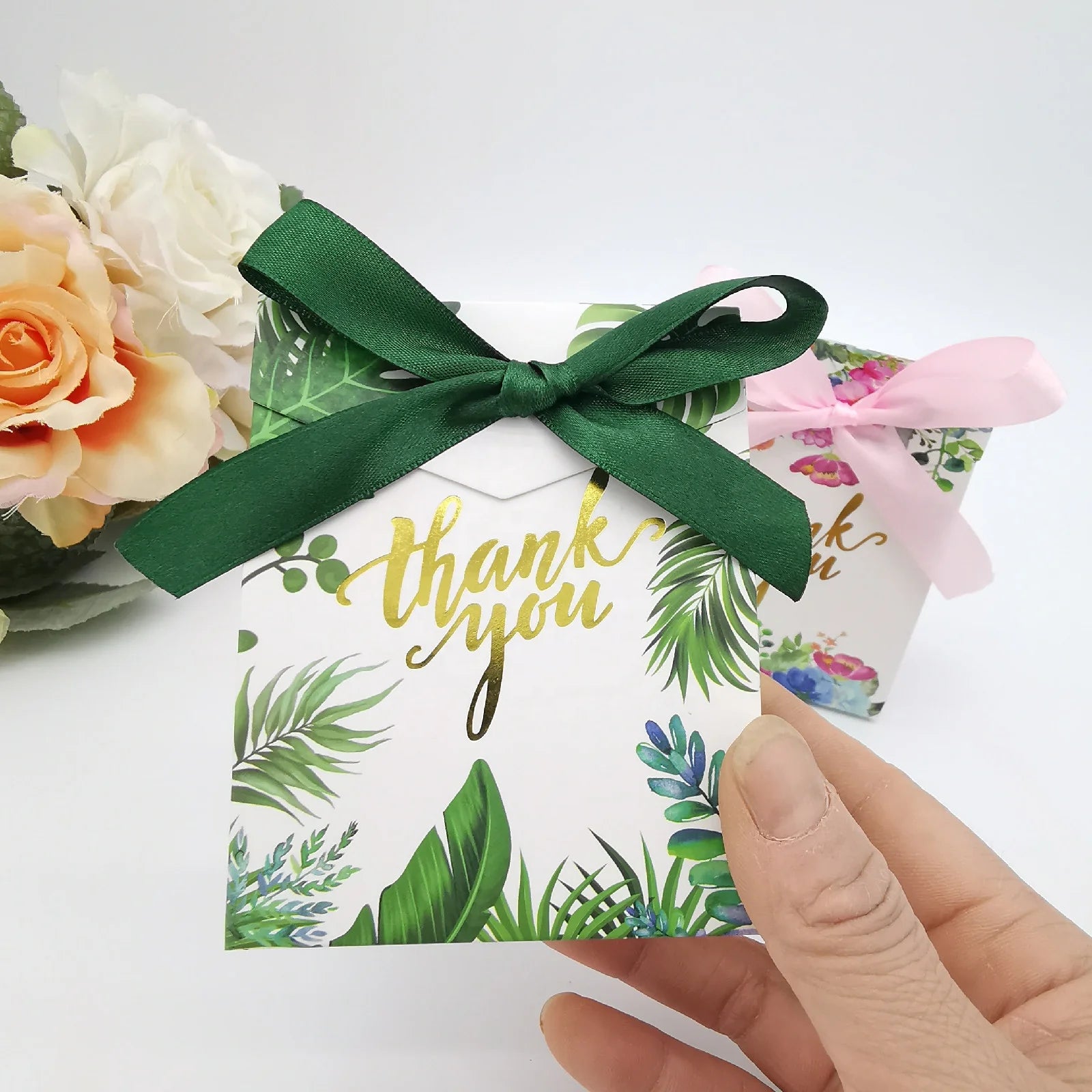 Yiwu Suppliers Paper Materials Folding Pack Empty Food Packaging Indian Wedding Thank You Green Box for Chocolate Wedding Sweets