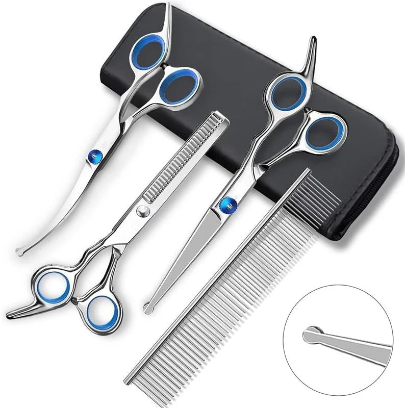 Professional Pet Grooming Tool Set Manufacturer Supplies 6-Inch Teddy Dog Shearing Scissors Luxury Small Brushes Cleaning