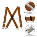Adjustable Elastic 5CM X-back Suspender Luxury Solid Color Men's Suspenders with 4 Heavy Duty Clips for Work