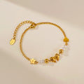 G4050 Wholesale Stainless Steel Simple Butterfly Charm Chain Bracelet for Lady Glue Bead Pearl Bracelets Fashion Jewelry