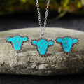Wholesale Western Jewelry Turquoise Tooled Leather Cow Head Stud Earrings Navajo Stone Western Style for Women